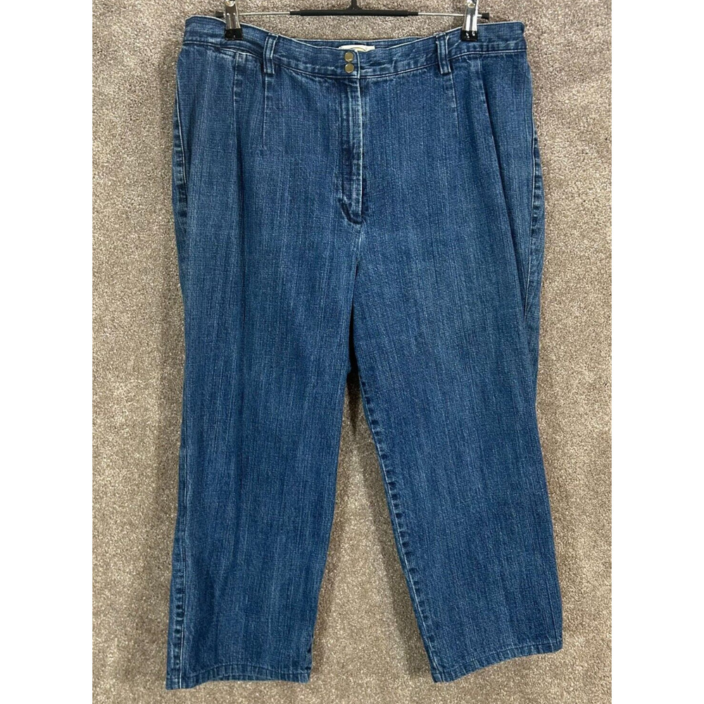 Talbots Jeans Womens 18W Petite Blue Actual 35X24 Elastic Waist Wide Leg
